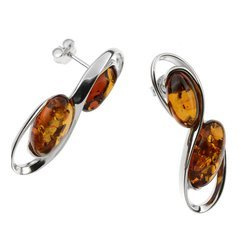Kolczyki srebrne z bursztynem