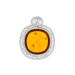 Silver pendant with amber