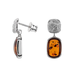 Silver earrings with amber