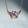 Silver necklace with amethyst -  doves