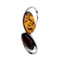 Silver pendant with amber