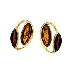 Silver earrings with amber