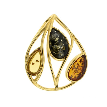 Silver pendant with amber