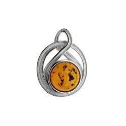 Silver pendant with amber