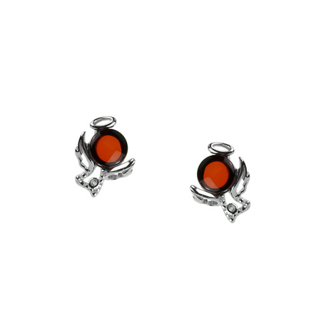 Silver earrings with amber - angels 