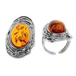 Silver ring with amber