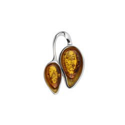 Silver pendant with amber