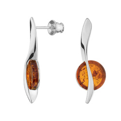 Silver earrings with amber