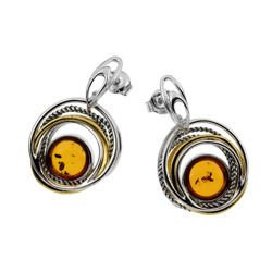 Kolczyki srebrne z bursztynem