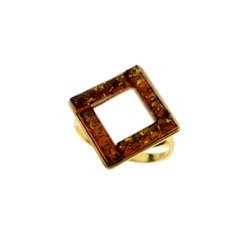 Silver ring with amber