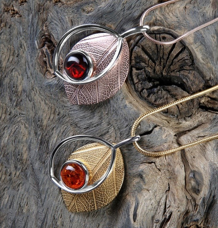 Silver ring with amber