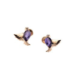 Silver earrings with amethyst -  doves