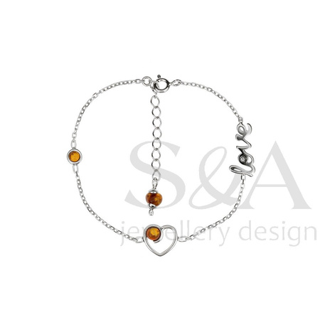 Silver bracelet with amber