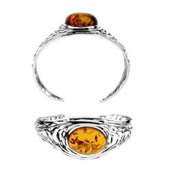 Bransoletka srebrna z bursztynem