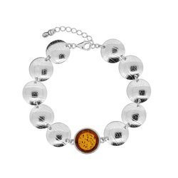 Silver bracelet with amber
