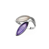 Silver ring with ametyst and rose quartz