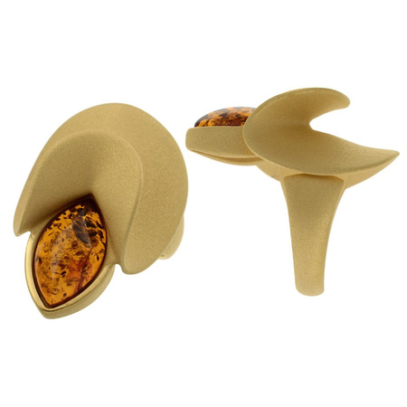 Silver ring with amber