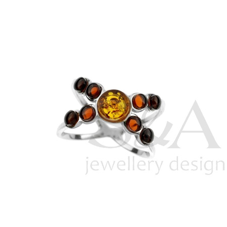 Silver ring with amber