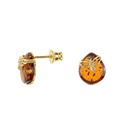 Silver earrings with amber