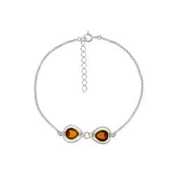 Bransoletka srebrna z bursztynem