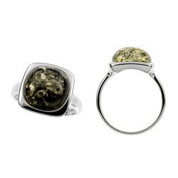 Pierścionek srebrny z bursztynem