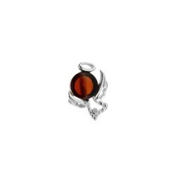 Silver pendant with amber