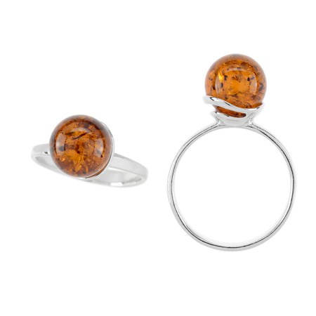 Silver ring with amber