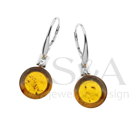 Silver earrings with amber