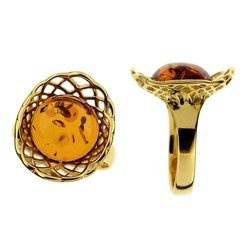 Silver ring with amber