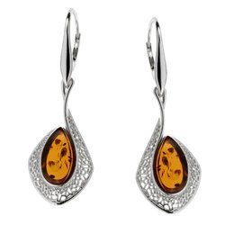 Silver earrings with amber