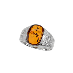 Silver ring with amber