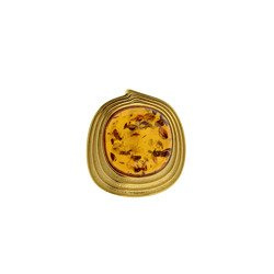 Silver pendant with amber