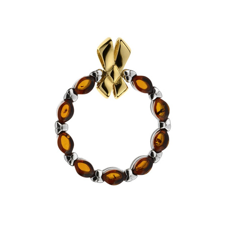 Silver pendant with amber
