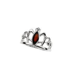 Silver ring with amber - crown