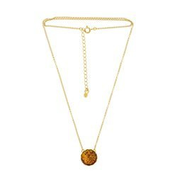 Silver necklace with amber