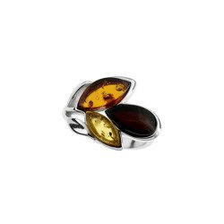 Silver ring with amber