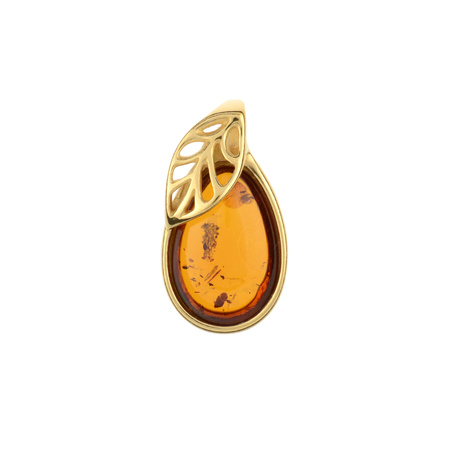 Silver pendant with amber