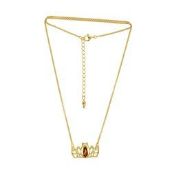 Silver necklace with amber - crown