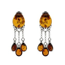 Silver earrings with amber