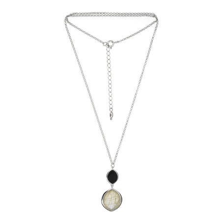 Silver necklace with agate and quartz