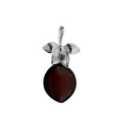 Silver pendant with amber