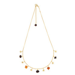 Silver necklace with amber