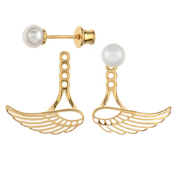 Kolczyki srebrne z perłami naturalnymi - skrzydła