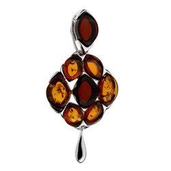Silver pendant with amber