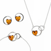 Silver necklace with amber