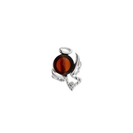 Silver pendant with amber