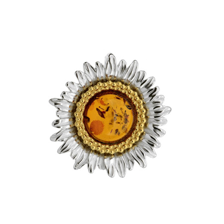 Silver pendant with amber