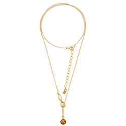 Naszyjnik srebrny z bursztynem - nieskończoność