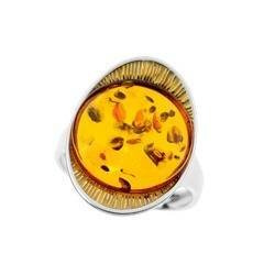 Silver ring with amber