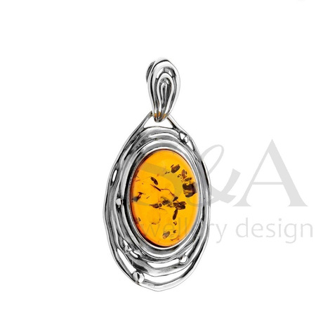 Silver pendant with amber